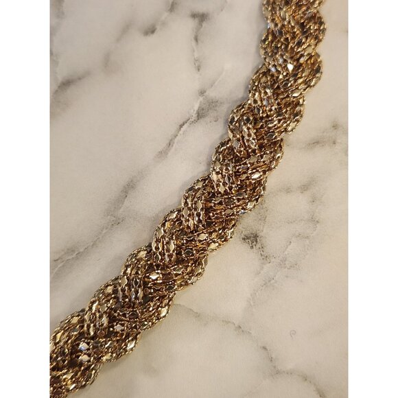 Gold Tone Braided Elastic Headband - Picture 2 of 4